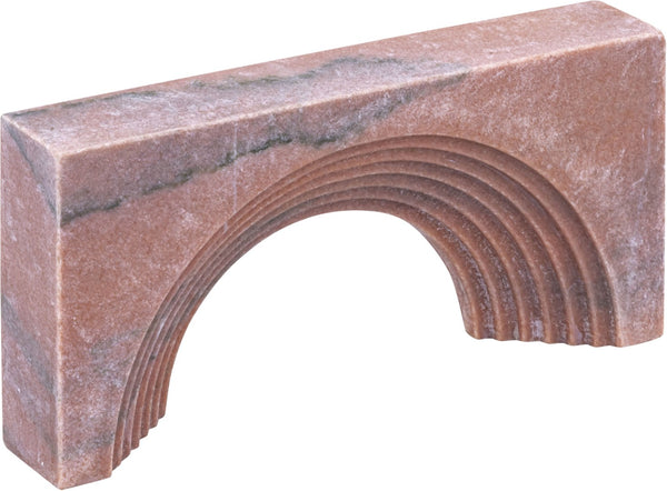 Meridian Furniture Cambre Hand-carved Genuine Marble Arch Sculpture Tabletop Accent with Natural Veined Ridged Detail Pink ACC118-Pink