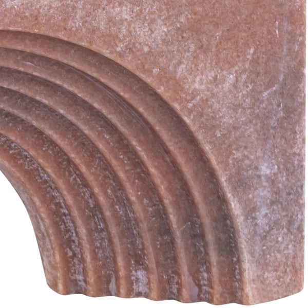 Meridian Furniture Cambre Hand-carved Genuine Marble Arch Sculpture Tabletop Accent with Natural Veined Ridged Detail Pink ACC118-Pink