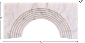 Meridian Furniture Cambre Hand-carved Genuine Marble Arch Sculpture Tabletop Accent with Natural Veined Ridged Detail White ACC118-White