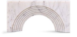 Meridian Furniture Cambre Hand-carved Genuine Marble Arch Sculpture Tabletop Accent with Natural Veined Ridged Detail White ACC118-White