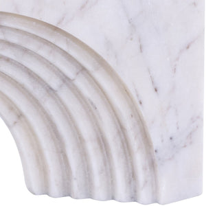 Meridian Furniture Cambre Hand-carved Genuine Marble Arch Sculpture Tabletop Accent with Natural Veined Ridged Detail White ACC118-White