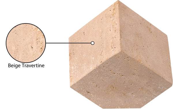 Meridian Furniture Block Genuine Stone Sculptural Cube Accent with Natural Veining for Shelves and Tabletops Natural Travertine ACC119-Travertine