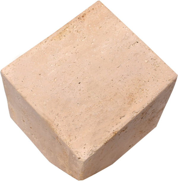 Meridian Furniture Block Genuine Stone Sculptural Cube Accent with Natural Veining for Shelves and Tabletops Natural Travertine ACC119-Travertine