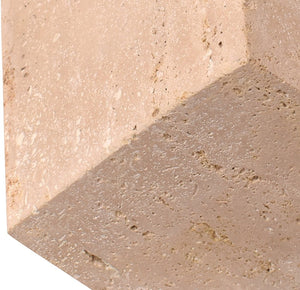 Meridian Furniture Block Genuine Stone Sculptural Cube Accent with Natural Veining for Shelves and Tabletops Natural Travertine ACC119-Travertine