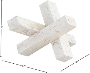 Meridian Furniture Stix Hand-finished Stone Sculptural Accent with Natural Veining for Shelves and Tabletop Decor Natural Travertine ACC121-Travertine