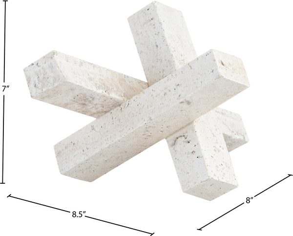 Meridian Furniture Stix Hand-finished Stone Sculptural Accent with Natural Veining for Shelves and Tabletop Decor Natural Travertine ACC121-Travertine