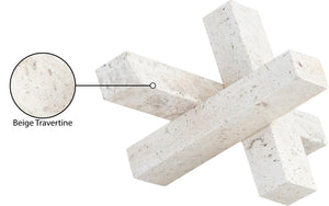 Meridian Furniture Stix Hand-finished Stone Sculptural Accent with Natural Veining for Shelves and Tabletop Decor Natural Travertine ACC121-Travertine