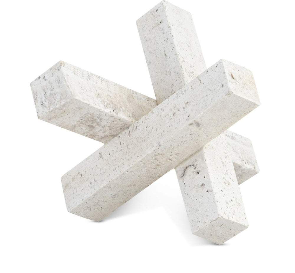 Meridian Furniture Stix Hand-finished Stone Sculptural Accent with Natural Veining for Shelves and Tabletop Decor Natural Travertine ACC121-Travertine