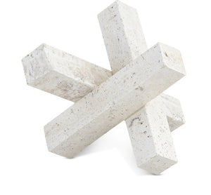 Meridian Furniture Stix Hand-finished Stone Sculptural Accent with Natural Veining for Shelves and Tabletop Decor Natural Travertine ACC121-Travertine