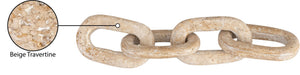Meridian Furniture Lynx Sculptural Chain Links Carved Stone Tabletop Accent with Natural Veining for Shelves Natural Travertine ACC123-Travertine