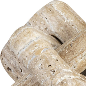 Meridian Furniture Bond Sculptural Marble Knot Tabletop Accent with Natural Veining for Shelves and Console Styling Natural Travertine ACC125-Travertine