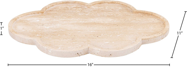Meridian Furniture Rimini Clover Trefoil Tray Sculptural Natural Stone Catchall Accent for Vanity or Console Natural Travertine ACC126-Travertine