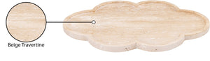 Meridian Furniture Rimini Clover Trefoil Tray Sculptural Natural Stone Catchall Accent for Vanity or Console Natural Travertine ACC126-Travertine