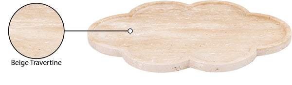 Meridian Furniture Rimini Clover Trefoil Tray Sculptural Natural Stone Catchall Accent for Vanity or Console Natural Travertine ACC126-Travertine