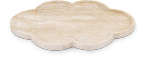 Meridian Furniture Rimini Clover Trefoil Tray Sculptural Natural Stone Catchall Accent for Vanity or Console Natural Travertine ACC126-Travertine