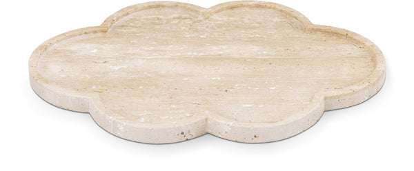Meridian Furniture Rimini Clover Trefoil Tray Sculptural Natural Stone Catchall Accent for Vanity or Console Natural Travertine ACC126-Travertine