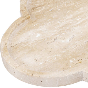 Meridian Furniture Rimini Clover Trefoil Tray Sculptural Natural Stone Catchall Accent for Vanity or Console Natural Travertine ACC126-Travertine