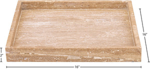 Meridian Furniture Barletta Genuine Travertine Stone Square Tray with Natural Veining for Home Decor ACC128-Travertine