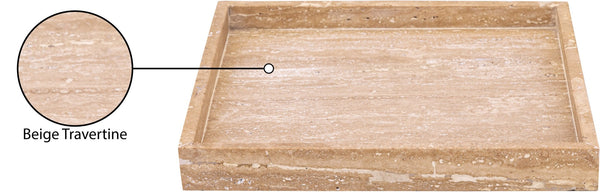 Meridian Furniture Barletta Genuine Travertine Stone Square Tray with Natural Veining for Home Decor ACC128-Travertine