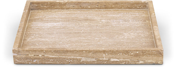 Meridian Furniture Barletta Genuine Travertine Stone Square Tray with Natural Veining for Home Decor ACC128-Travertine