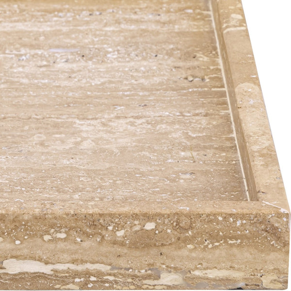 Meridian Furniture Barletta Genuine Travertine Stone Square Tray with Natural Veining for Home Decor ACC128-Travertine