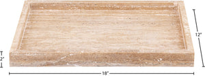 Meridian Furniture Barletta Genuine Travertine Stone Decorative Tray with Natural Veining for Modern Interiors ACC129-Travertine