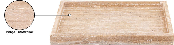 Meridian Furniture Barletta Genuine Travertine Stone Decorative Tray with Natural Veining for Modern Interiors ACC129-Travertine