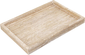 Meridian Furniture Barletta Genuine Travertine Stone Decorative Tray with Natural Veining for Modern Interiors ACC129-Travertine
