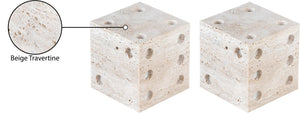 Meridian Furniture Dice Hand Carved Natural Stone Sculptural Tabletop Accent Set of 2 for Shelf Styling Natural Travertine ACC130-Travertine
