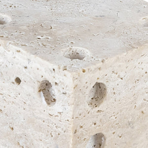Meridian Furniture Dice Hand Carved Natural Stone Sculptural Tabletop Accent Set of 2 for Shelf Styling Natural Travertine ACC130-Travertine