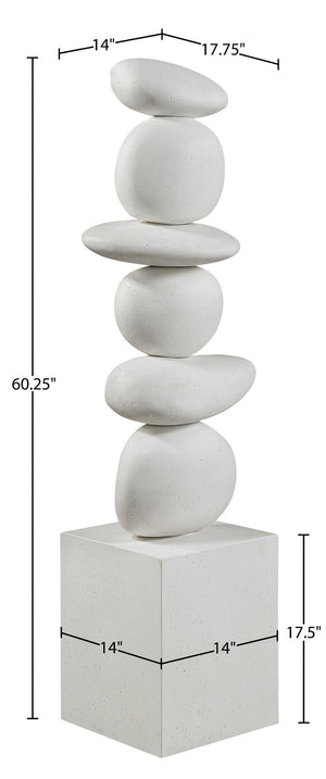 Meridian Furniture Torix Abstract Concrete Floor Sculpture Art Deco Stacked Form Vertical Indoor Statement Piece Cream ACC143-Cream