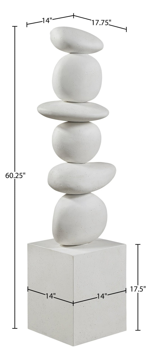 Meridian Furniture Torix Abstract Concrete Floor Sculpture Art Deco Stacked Form Vertical Indoor Statement Piece Cream ACC143-Cream