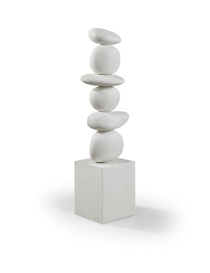 Meridian Furniture Torix Abstract Concrete Floor Sculpture Art Deco Stacked Form Vertical Indoor Statement Piece Cream ACC143-Cream