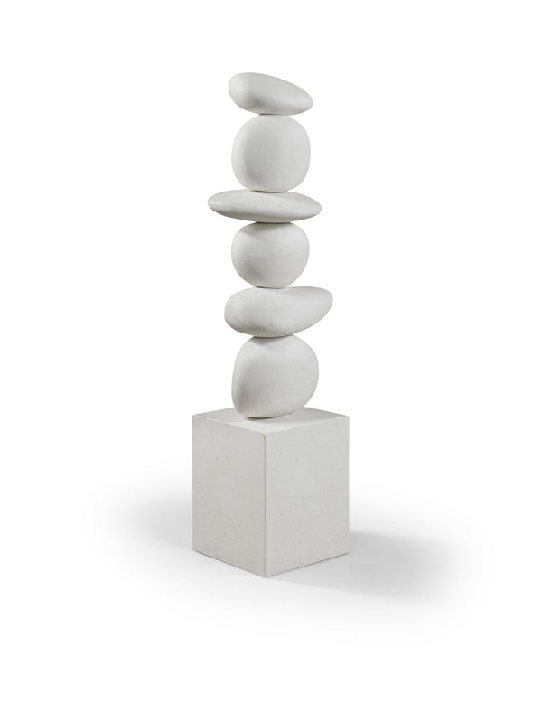 Meridian Furniture Torix Abstract Concrete Floor Sculpture Art Deco Stacked Form Vertical Indoor Statement Piece Cream ACC143-Cream