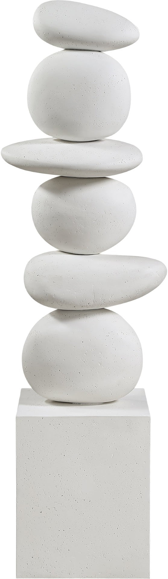 Meridian Furniture Torix Abstract Concrete Floor Sculpture Art Deco Stacked Form Vertical Indoor Statement Piece Cream ACC143-Cream