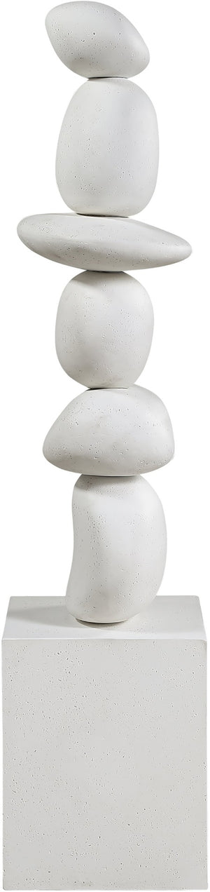Meridian Furniture Torix Abstract Concrete Floor Sculpture Art Deco Stacked Form Vertical Indoor Statement Piece Cream ACC143-Cream