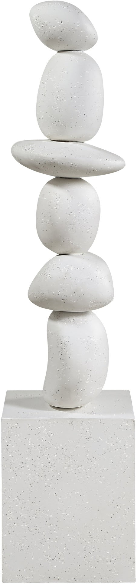 Meridian Furniture Torix Abstract Concrete Floor Sculpture Art Deco Stacked Form Vertical Indoor Statement Piece Cream ACC143-Cream