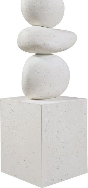 Meridian Furniture Torix Abstract Concrete Floor Sculpture Art Deco Stacked Form Vertical Indoor Statement Piece Cream ACC143-Cream