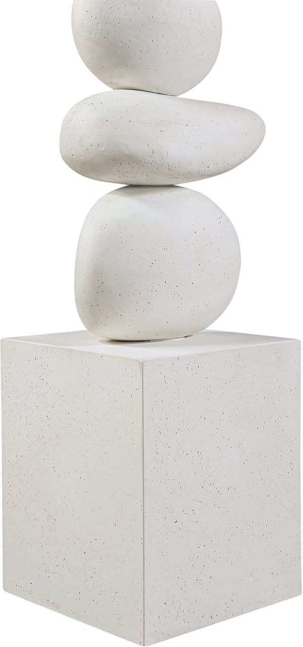 Meridian Furniture Torix Abstract Concrete Floor Sculpture Art Deco Stacked Form Vertical Indoor Statement Piece Cream ACC143-Cream
