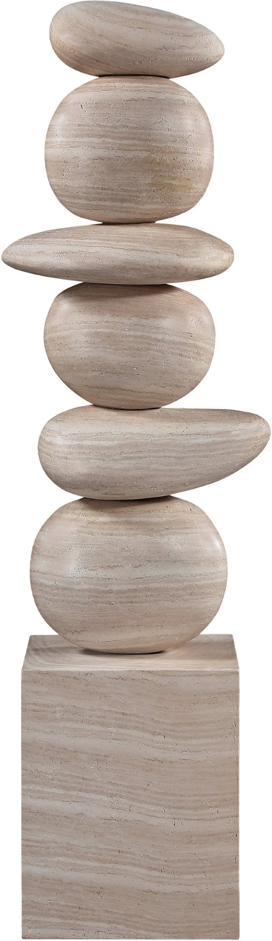 Meridian Furniture Torix Abstract Concrete Floor Sculpture Art Deco Stacked Form Vertical Indoor Statement Piece Travertine ACC143-Travertine