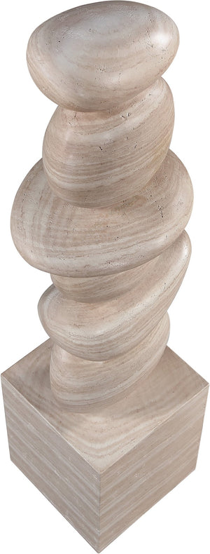 Meridian Furniture Torix Abstract Concrete Floor Sculpture Art Deco Stacked Form Vertical Indoor Statement Piece Travertine ACC143-Travertine