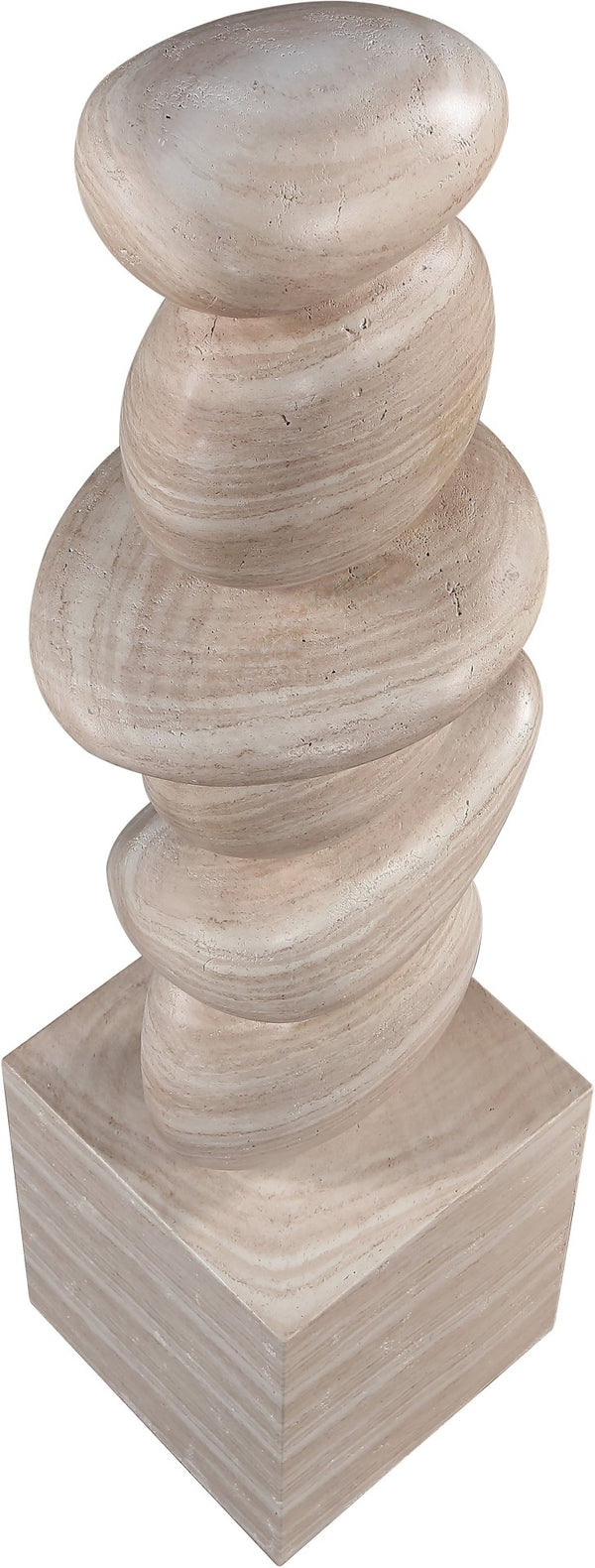 Meridian Furniture Torix Abstract Concrete Floor Sculpture Art Deco Stacked Form Vertical Indoor Statement Piece Travertine ACC143-Travertine