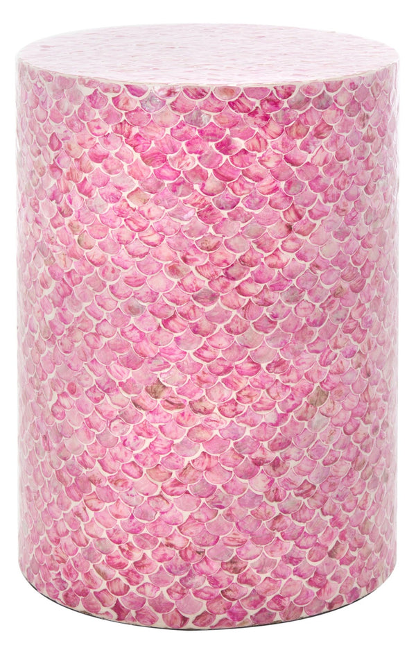 Safavieh Emberlyn Round Accent Table - Glamorous Dark Pink Fish-Scale Design For Modern Eclectic Interiors ACC1800A
