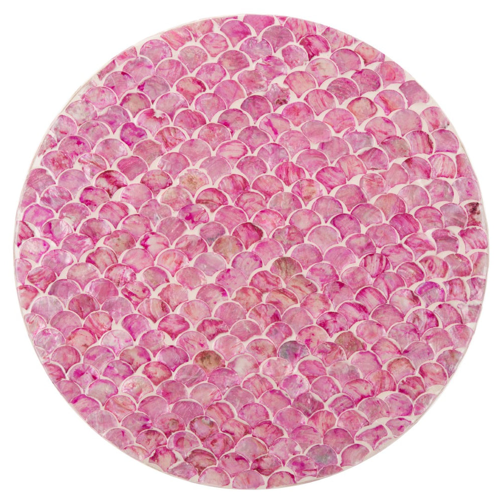 Safavieh Emberlyn Round Accent Table - Glamorous Dark Pink Fish-Scale Design For Modern Eclectic Interiors ACC1800A