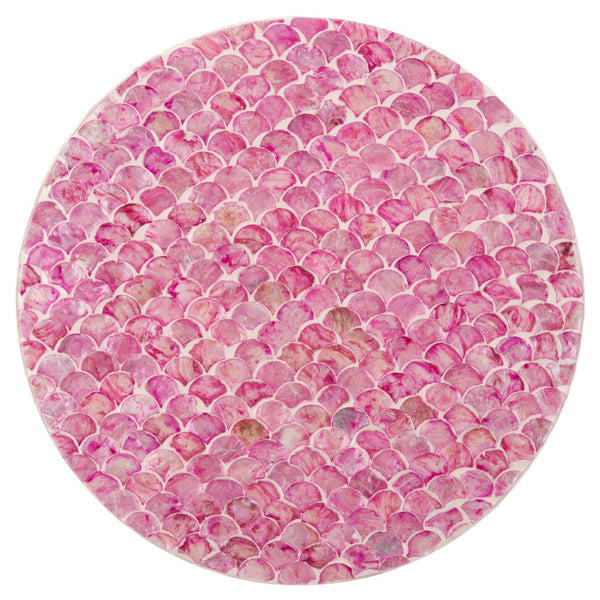 Safavieh Emberlyn Round Accent Table - Glamorous Dark Pink Fish-Scale Design For Modern Eclectic Interiors ACC1800A