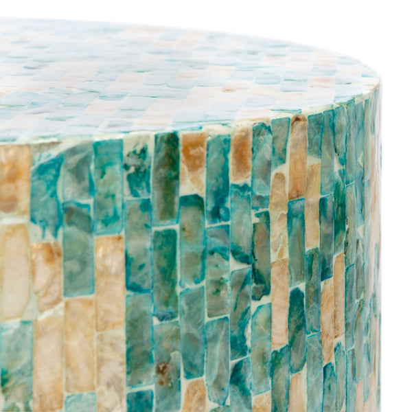 Safavieh Presley Round Accent Table - Mosaic Oceanic Blue & Gold Finish, Perfect For Small Spaces & Styling ACC1801A