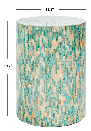 Safavieh Presley Round Accent Table - Mosaic Oceanic Blue & Gold Finish, Perfect For Small Spaces & Styling ACC1801A