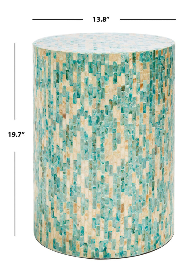 Safavieh Presley Round Accent Table - Mosaic Oceanic Blue & Gold Finish, Perfect For Small Spaces & Styling ACC1801A