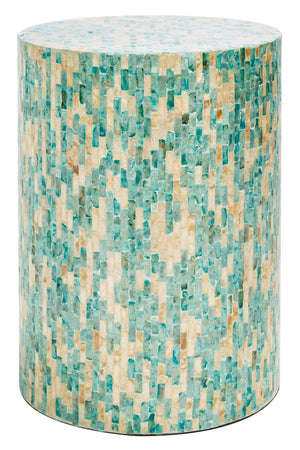 Safavieh Presley Round Accent Table - Mosaic Oceanic Blue & Gold Finish, Perfect For Small Spaces & Styling ACC1801A