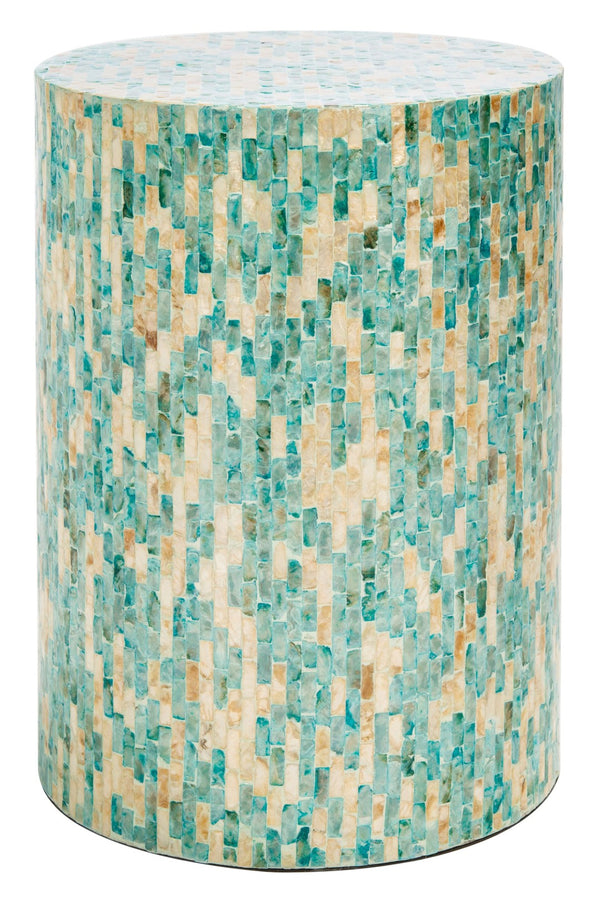 Safavieh Presley Round Accent Table - Mosaic Oceanic Blue & Gold Finish, Perfect For Small Spaces & Styling ACC1801A